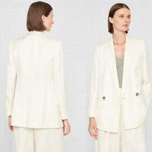 CLUB Monaco double breasted cream linen blazer Sz L NWOT